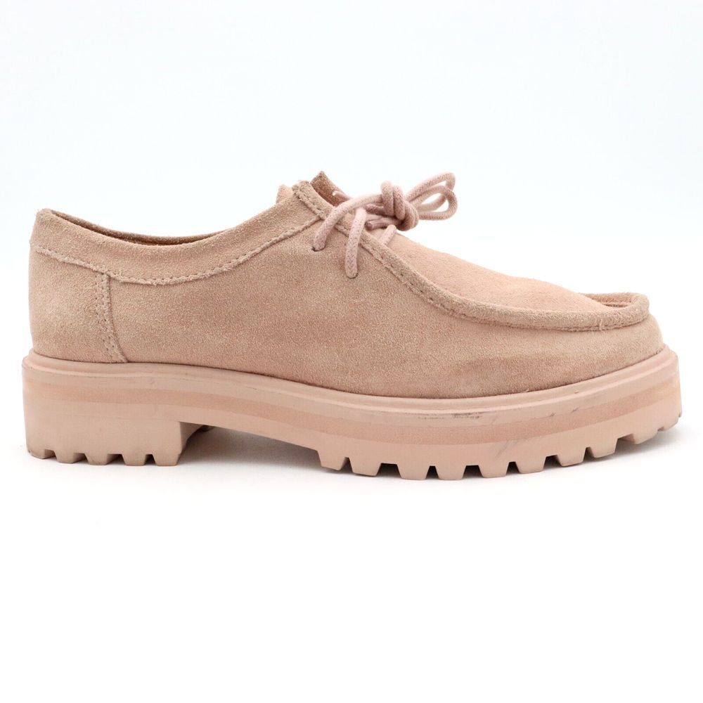 Reformation Womens Size 7.5 US Tan Suede Moc Toe Lace Up Loafers Shoes